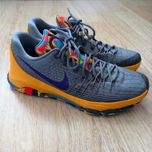 Nike Gray and Orange Men's Sneakers